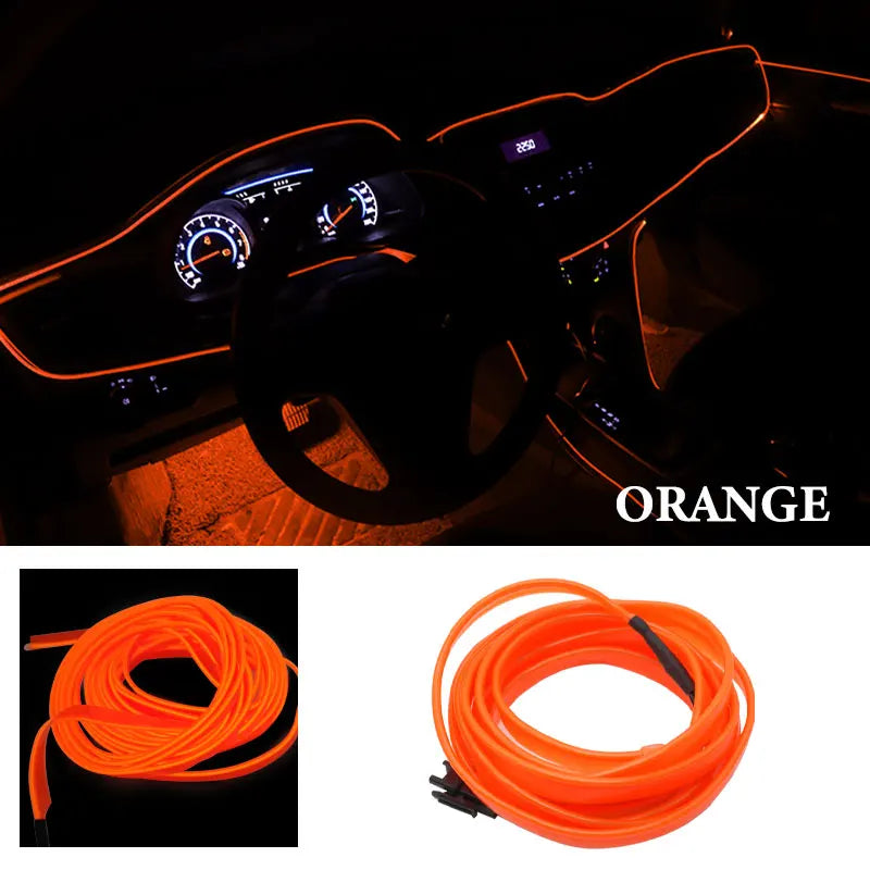 1m/2m/3m/5m interior do carro conduziu a lâmpada decorativa el fiação tira de néon para auto diy flexível luz ambiente festa atmosfera diodo usb