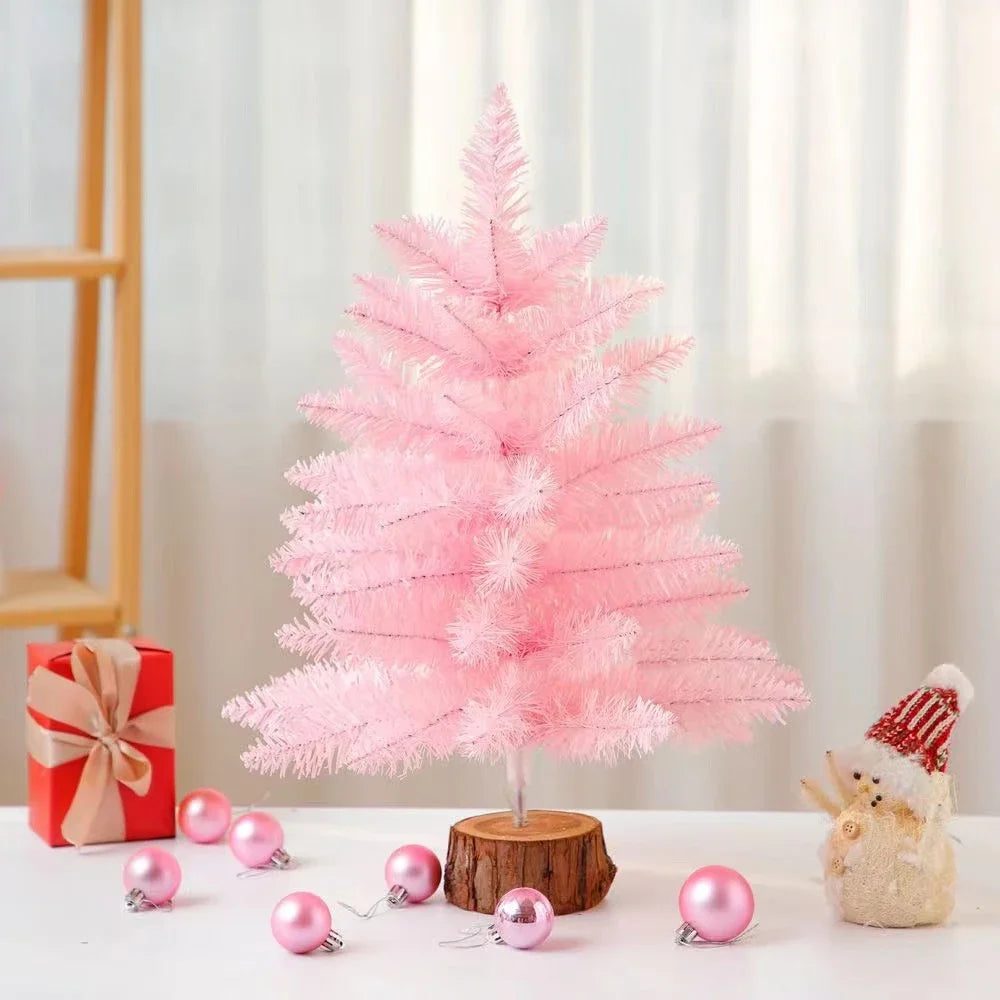 Árvore de Natal artificial, verde e rosa, modelo clássico, com suporte de plástico, acessórios de decoração natalina, presente.