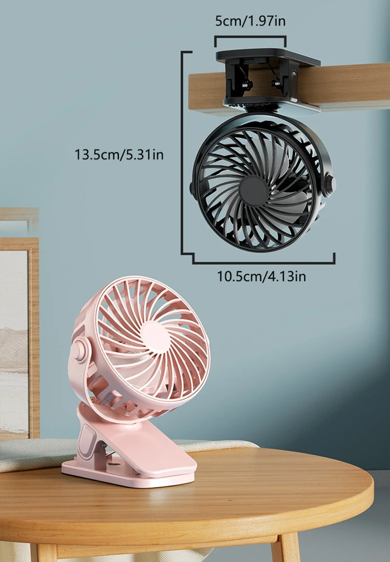 Mini Ventilador Portátil 720 ° Ventilador Portátil Recarregável USB com Lâmpada Noturna Integrada e Rotação, Fluxo de Ar Potente para Viagens, Camping e Atividades ao Ar Livre