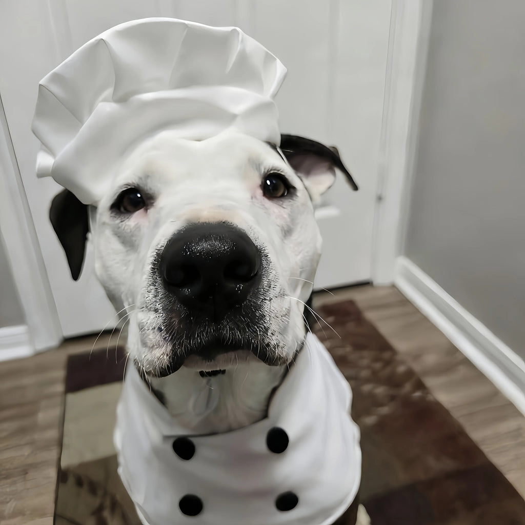 Conjunto de Fantasia para Animais de Estimação Top Chef com 2 Peças, Chapéu e Avental, Roupas Engraçadas e Fofas para Gatos e Cães, Fantasia de Chef para Cães em Feriados, Roupas com Tema de Restaurante