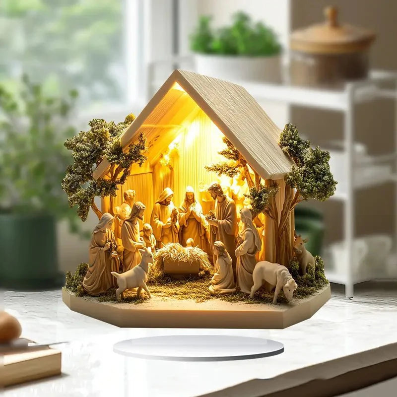 2026 Nova presépio de nascimento de Jesus – peça central de mesa de Natal, decoração religiosa de Natal para casa