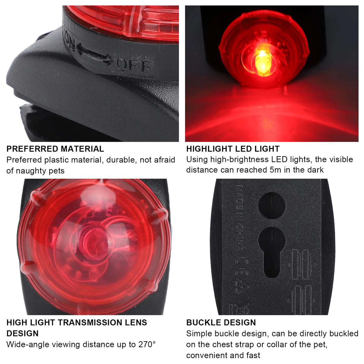 Luz de Coleira para Animais de Estimação, Luz LED Pendente à Prova d'Água, Luminosa e Brilhante, Lâmpada de Advertência Noturna, Clipe para Coleiras, Acessórios para Cães