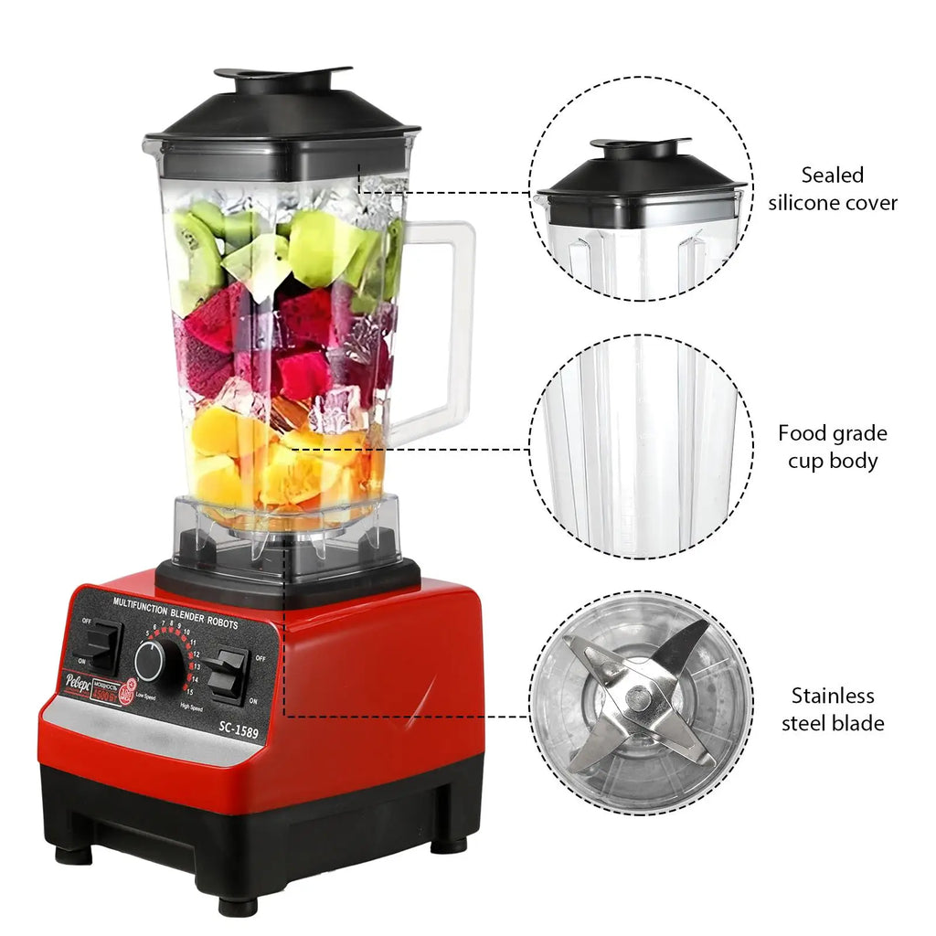 Liquidificador Comercial de Alta Potência 400W, Mixer Estacionário, Processador de Alimentos para Smoothies e Gelo, Liquidificador de Alta Potência para Cozinha, Livre de BPA
