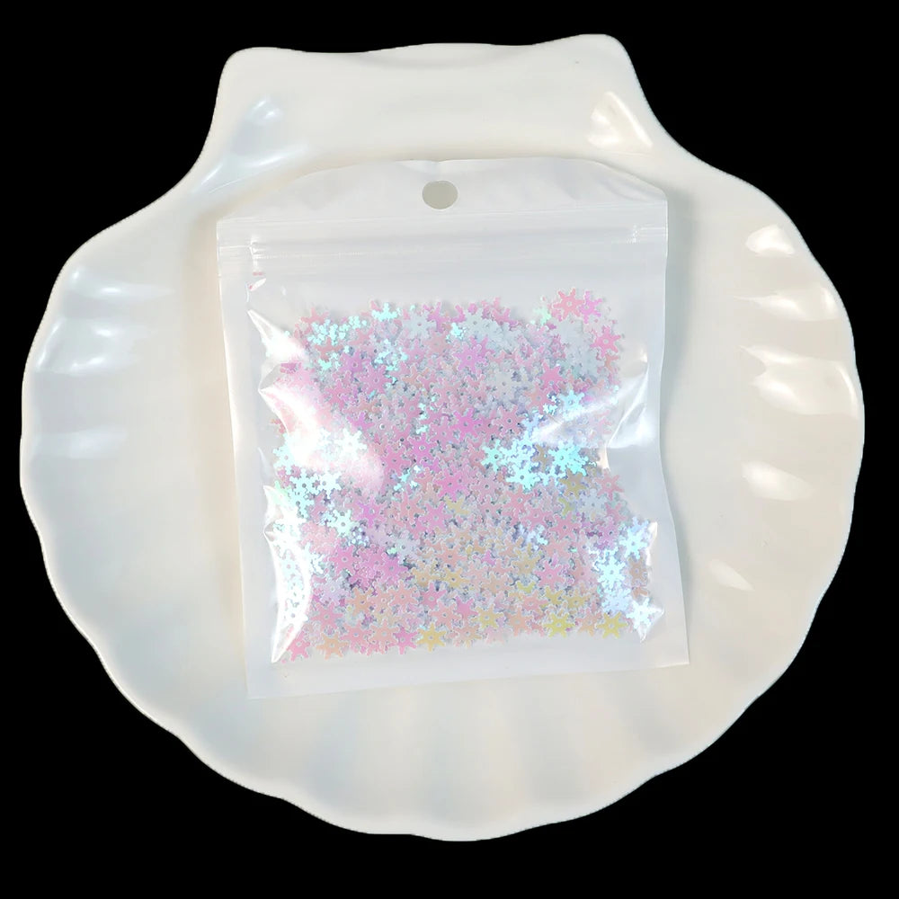 20g 8mm Glitter Flocos de Neve de Natal Lantejoulas Confete Neve Artificial Enfeites Decoração de Natal para Casa Natal 2026