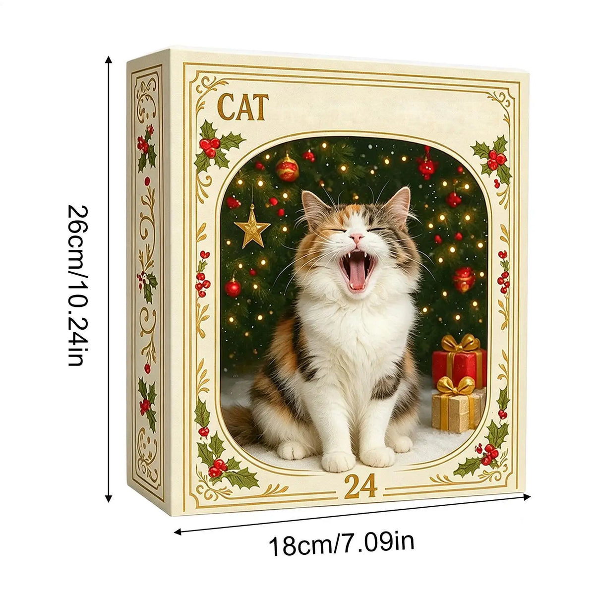 Calendário de contagem regressiva de Natal com tema de gato, 24 dias, enfeites de gato em acrílico 2D, calendário de advento, enfeite para árvore de Natal, presente colecionável.