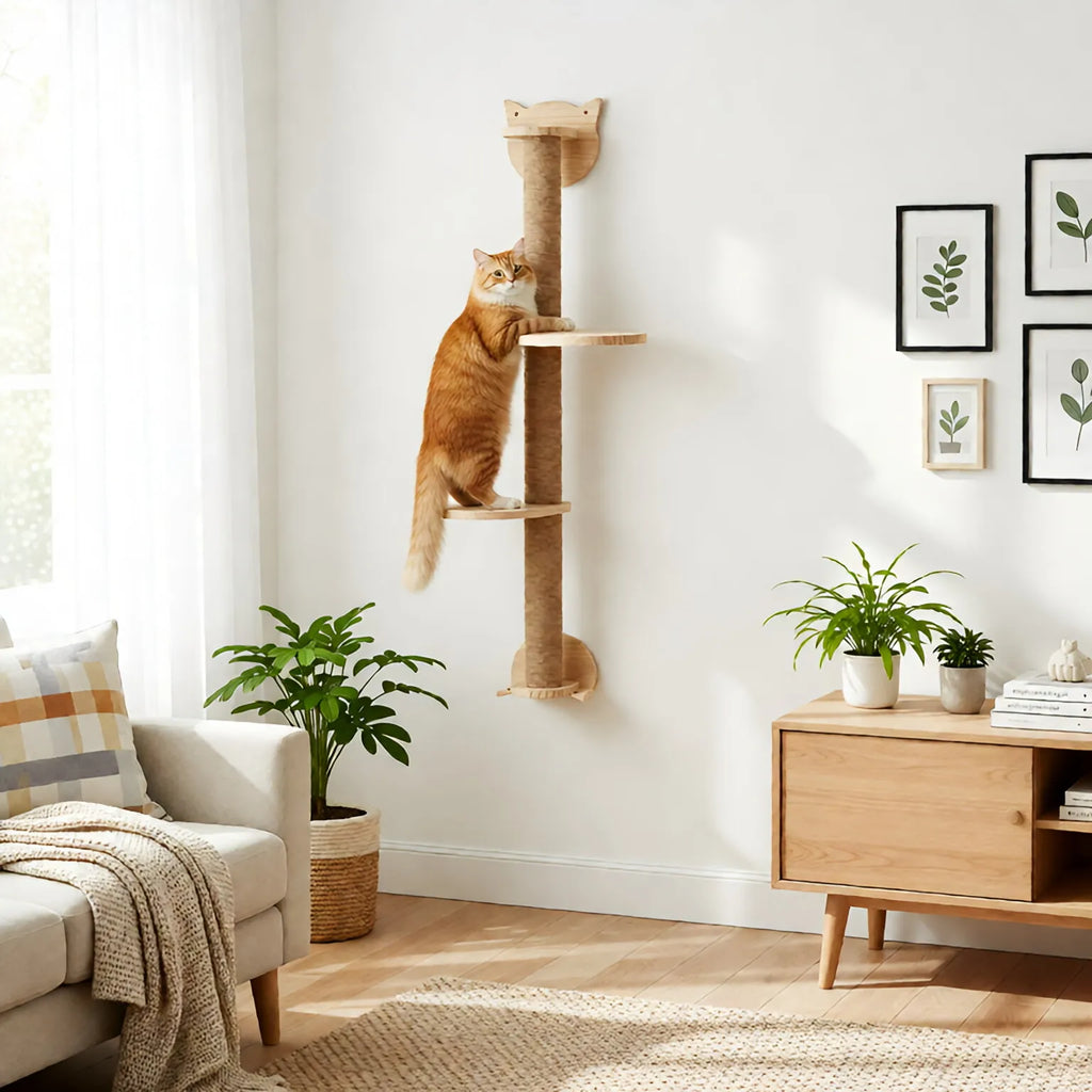 Pós para arranhar gatos com 2 poleiros, plataformas montadas na parede, prateleiras de escalada, arranhador de sisal para gatos, torre de árvore, acessórios para animais de estimação