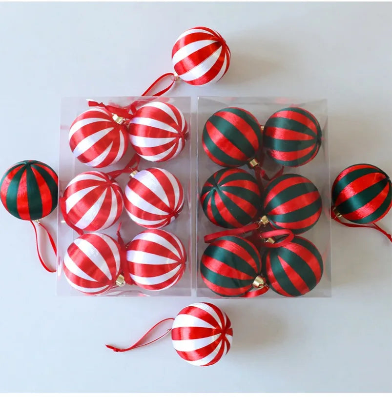 Novo 6 pçs conjunto de bola de natal pingente decorativo seda janela de natal atmosfera decoração árvore de natal bola de espuma pingentes