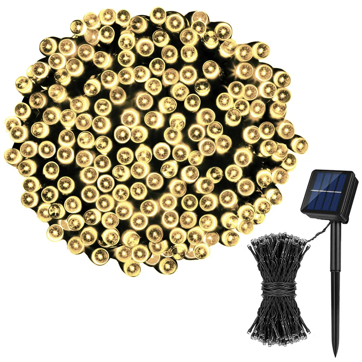 Luzes de fadas externas movidas a energia solar de couro de plástico LED IP65 à prova d'água 8 modos de iluminação para decoração de casamento de Natal - Kasa & Pet