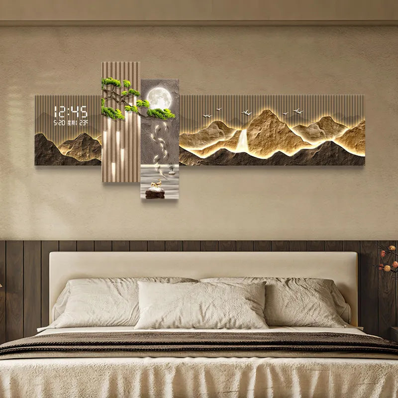 Pintura Decorativa LED Moderna para Sala de Estar, Decoração de Casa, Relógio Eletrônico, Pintura de Parede para Corredor, Quarto e Fundo de Sofá