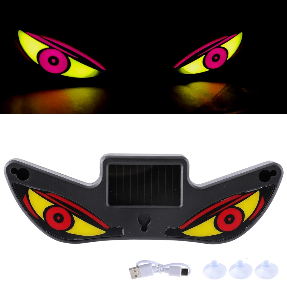 2026Solar LED Devil Eyes Windshield Warning Flashing Signal Indicator Car LED Ambient Lights with Suction Cup for Auto Window