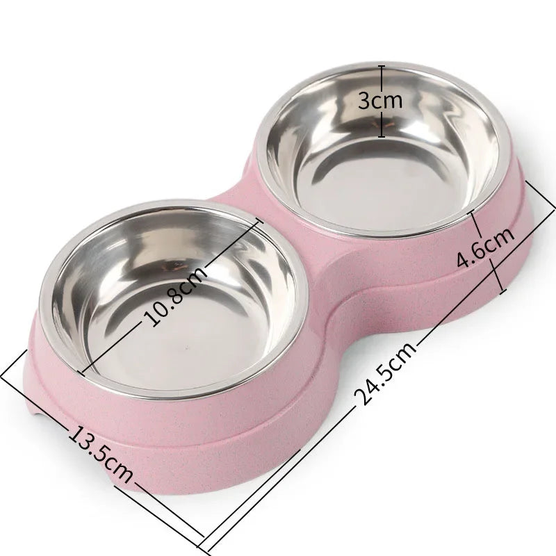 Tigelas duplas para animais de estimação, alimentador de água para comida de cachorro, aço inoxidável, prato para beber, gato, filhote de cachorro, suprimentos de alimentação, acessórios para cães pequenos