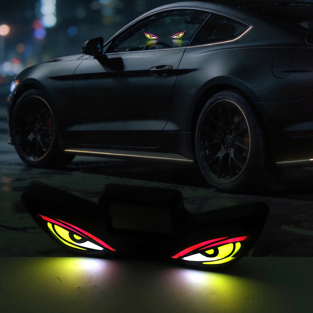 2026 Solar LED Devil Eyes Windshield Warning Flashing Signal Indicator Car LED Ambient Lights with Suction Cup for Auto Window