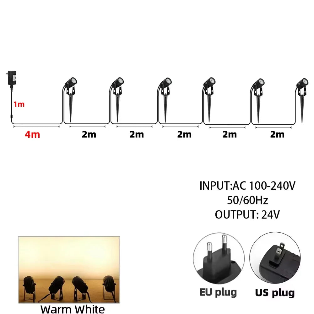 Luzes de jardim led ao ar livre lâmpada do gramado segurança luzes rua baixa tensão ip65 à prova dip65 água 2/4/6/12 em 1 iluminação paisagem branco quente