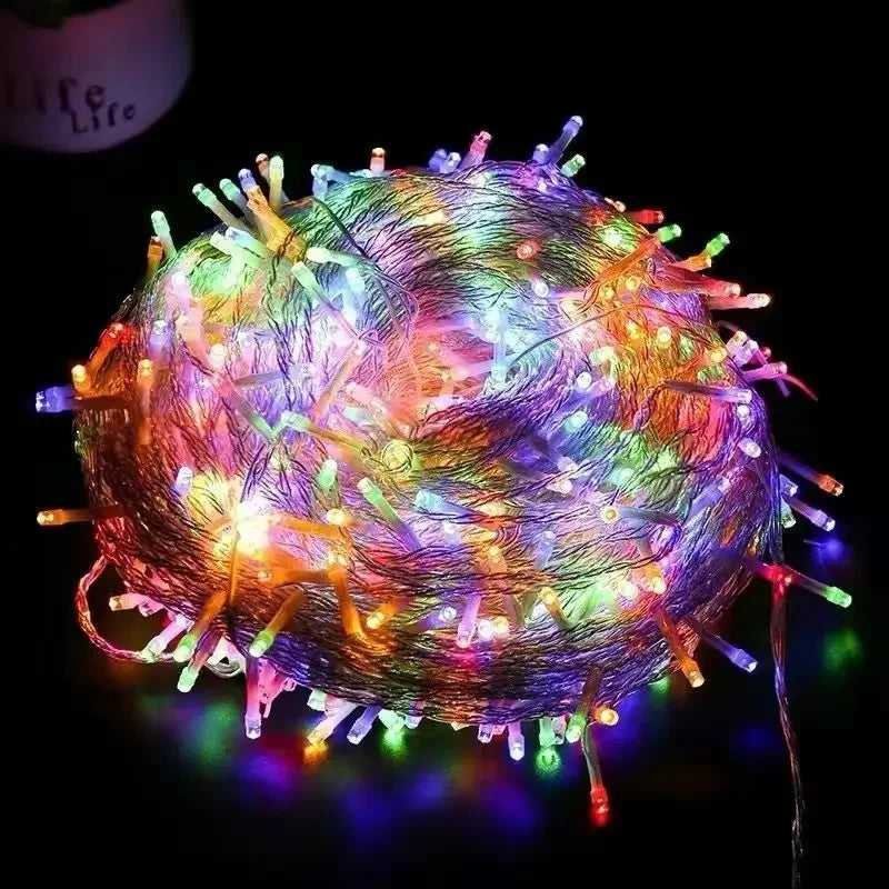 Guirlanda de led luzes da corda 10m 30m 50m 100m árvore de natal decoração de casamento à prova dwaterproof água luz de fadas interior ao ar livre 220v lâmpada da ue