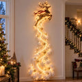Decoração de parede natalina luminosa, luz de parede para casa, cena mágica de Natal, trenó do Papai Noel, renas, decoração natalina suspensa