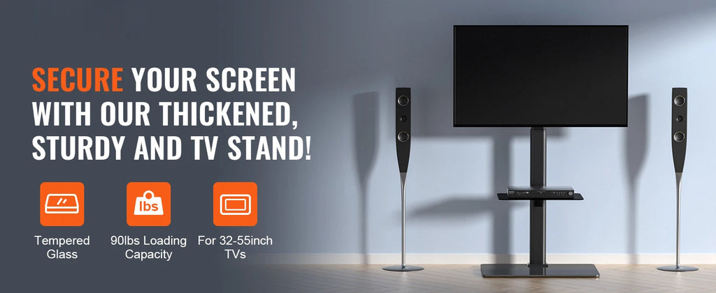 SucceBuy Suporte de TV giratório alto para TV de 32-65/70 polegadas com altura ajustável Suporte de TV portátil para piso Max VESA 600 x 800 mm