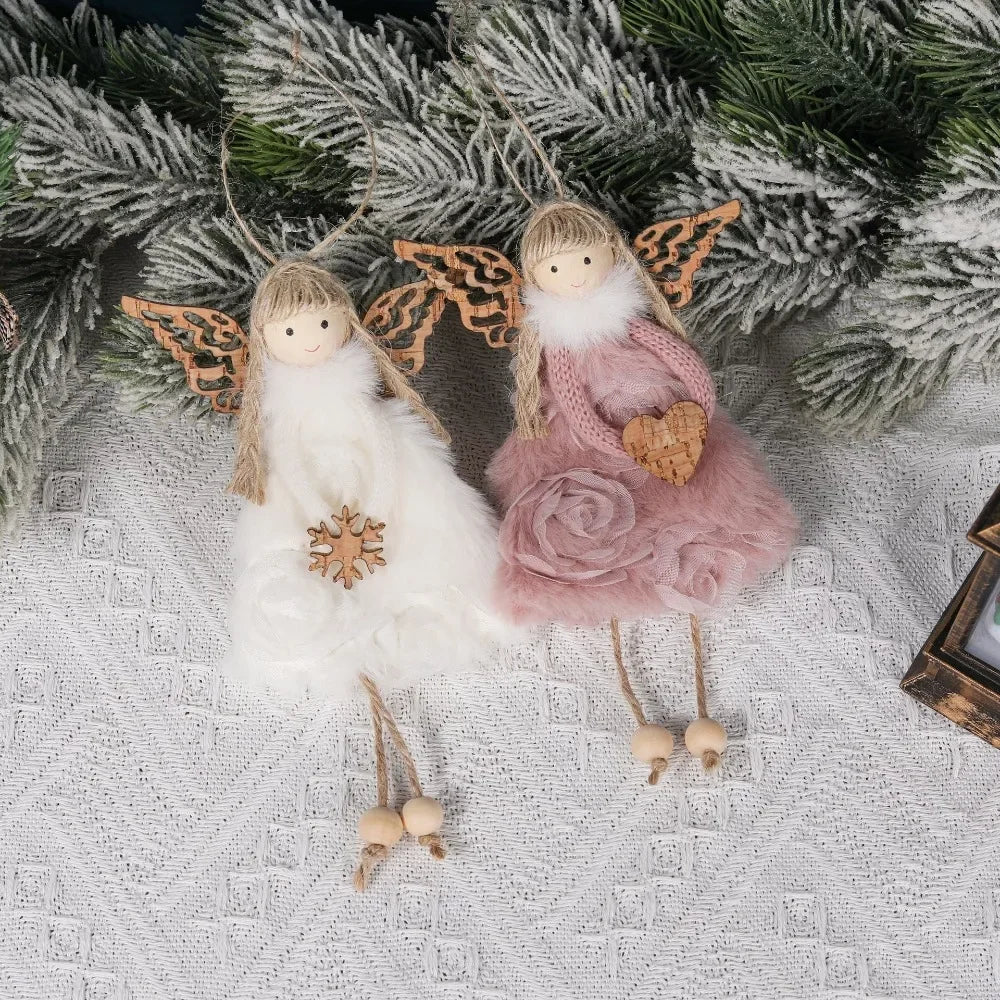 Natal Pendurado Malha Sequin Saia, Anjo Xmas Árvore Pingente Enfeites, Decoração de Casa, Noel, Presentes, 2022