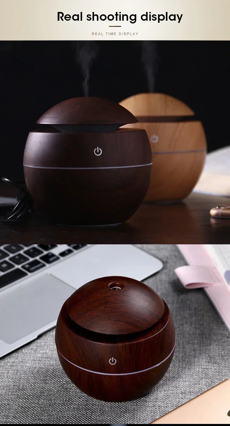 Woodgrain usb difusor de óleo essencial mini umidificador ultrassônico aromaterapia portátil desktop fabricante névoa ar para escritório em casa