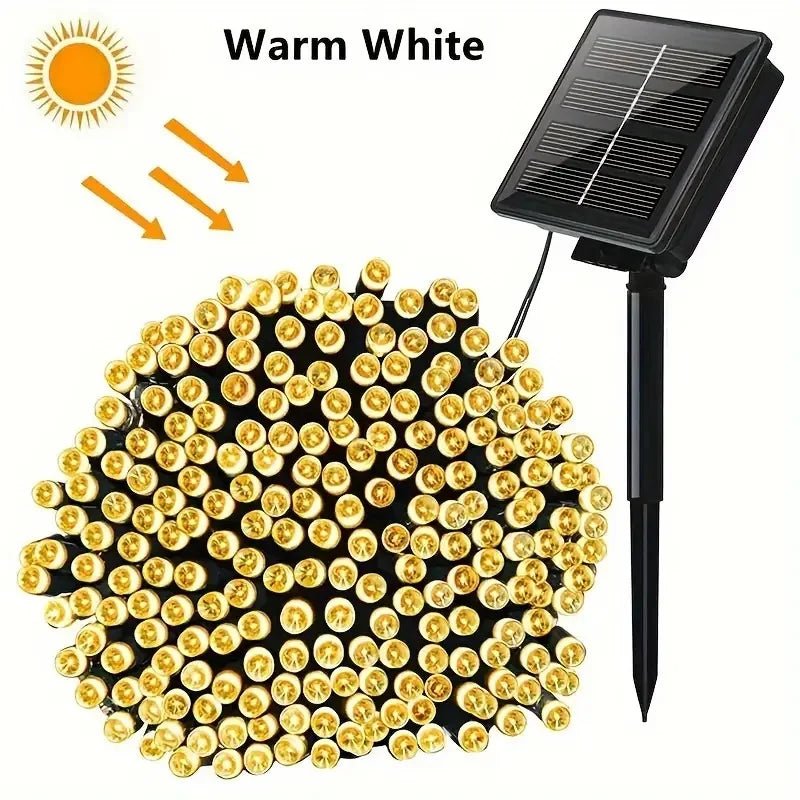 Corda de luz solar ao ar livre led decoração de natal, corda de luz solar luz de fadas jardim decoração de natal luz