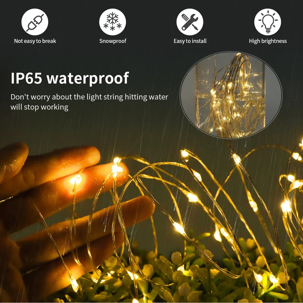 Luzes solares LED à prova d'água para exterior, cordão de luzes de fada, guirlanda de jardim, lâmpada solar de painel grande para decoração de festas
