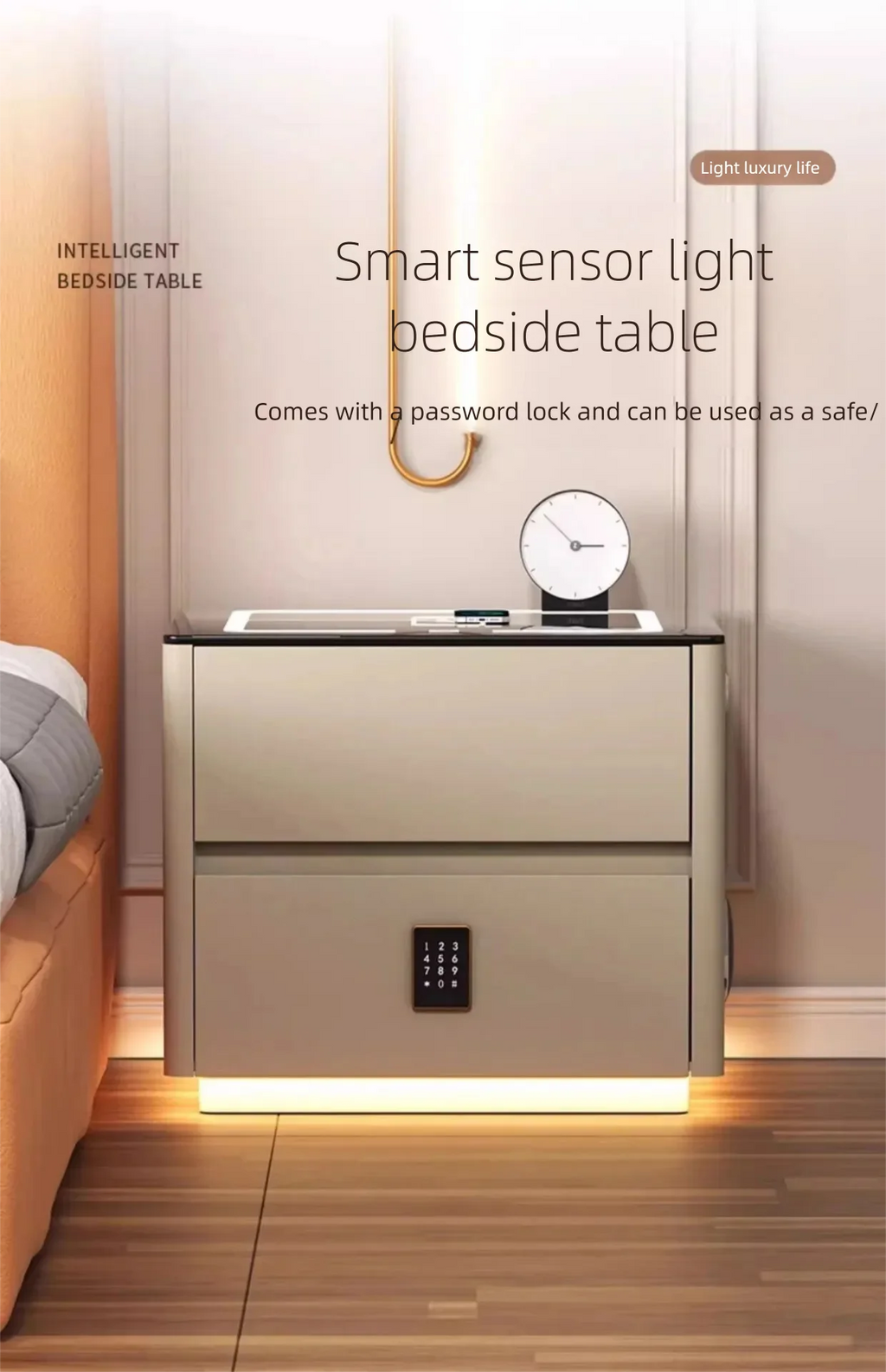 Mesa de Cabeceira Inteligente com Armazenamento para Quarto - Móveis para Casa