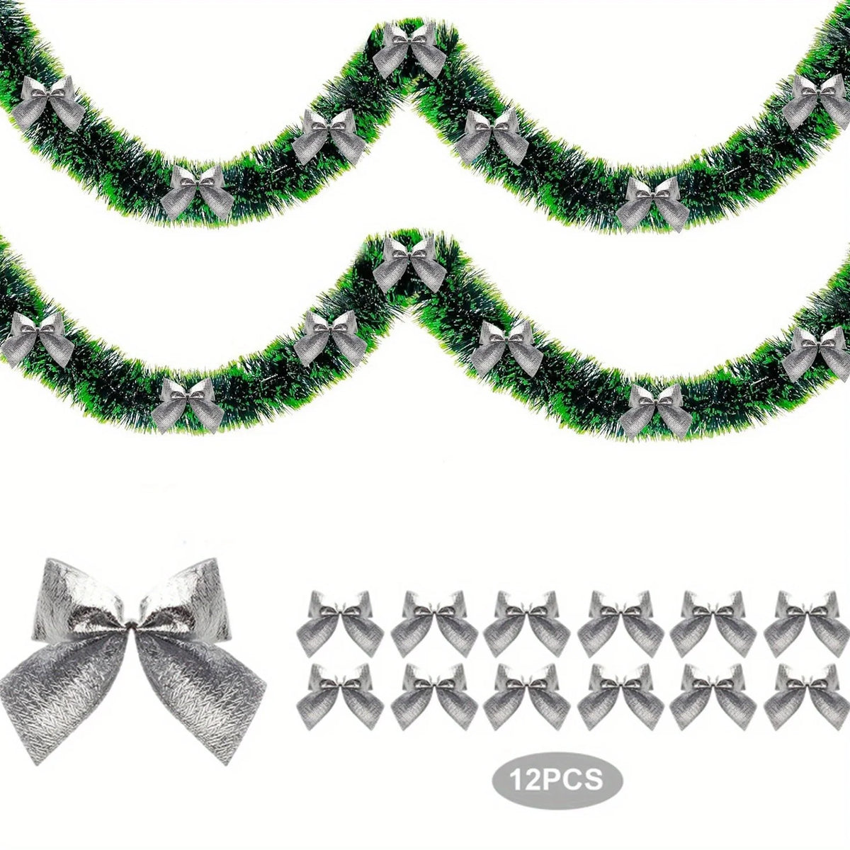5M de fitas decorativas de Natal com laços, fita verde em forma de cana, guirlanda para pendurar na árvore de Natal, enfeites para projetos «faça você mesmo», decoração para festas e para a casa.