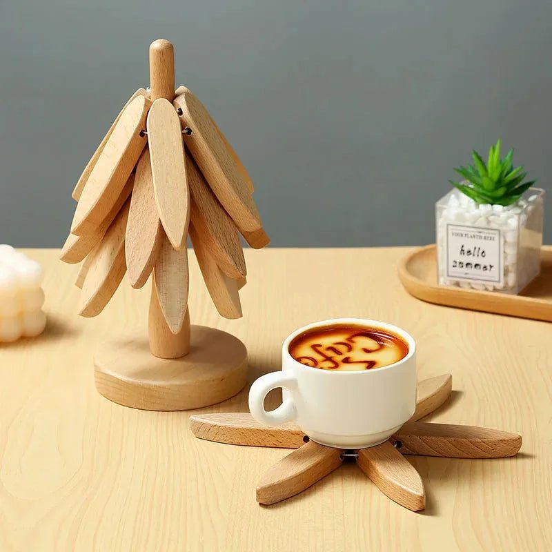 Base para Panelas de Madeira em Forma de Árvore de Natal com Suporte, Resistente ao Calor, Anti-Queimaduras, Porta-Copos, Sousplat de Madeira Sólida, Decoração de Natal para Casa - Kasa & Pet
