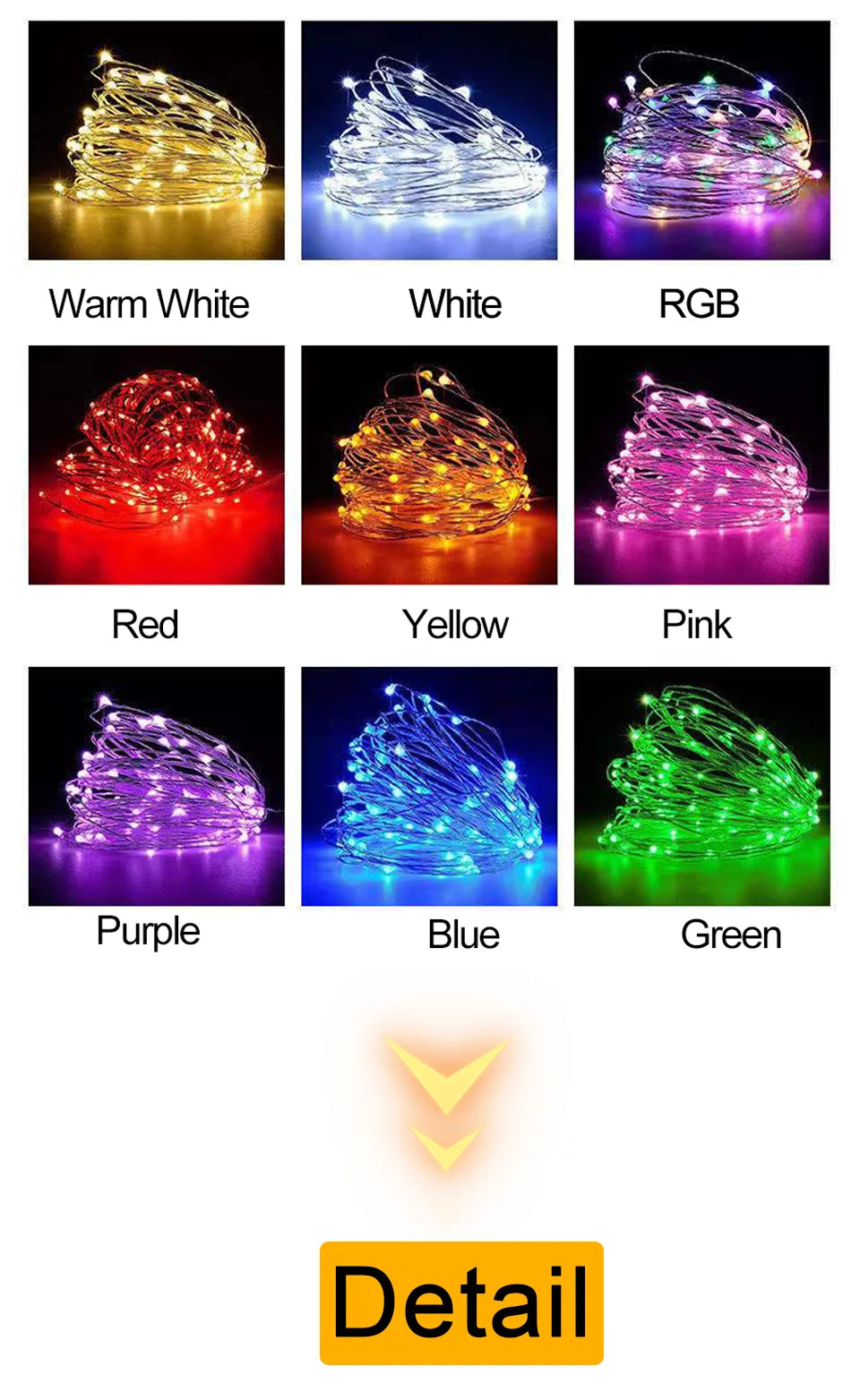 Outdoor LED Fairy Light String para o Natal, fio de cobre impermeável, decoração da guirlanda, casamento