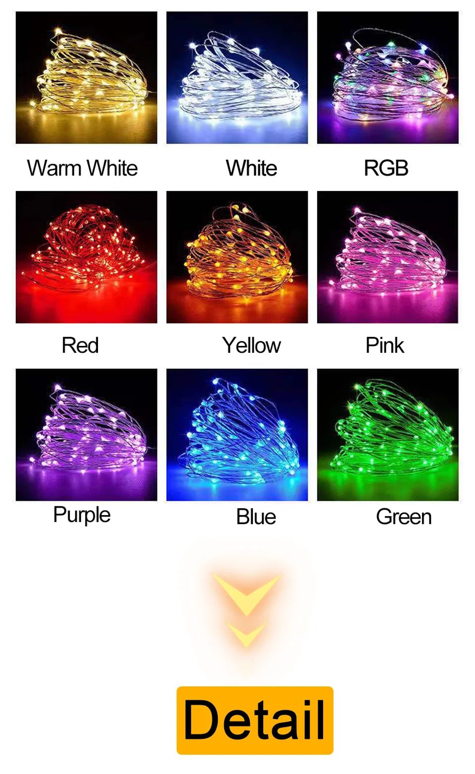 Outdoor LED Fairy Light String para o Natal, fio de cobre impermeável, decoração da guirlanda, casamento