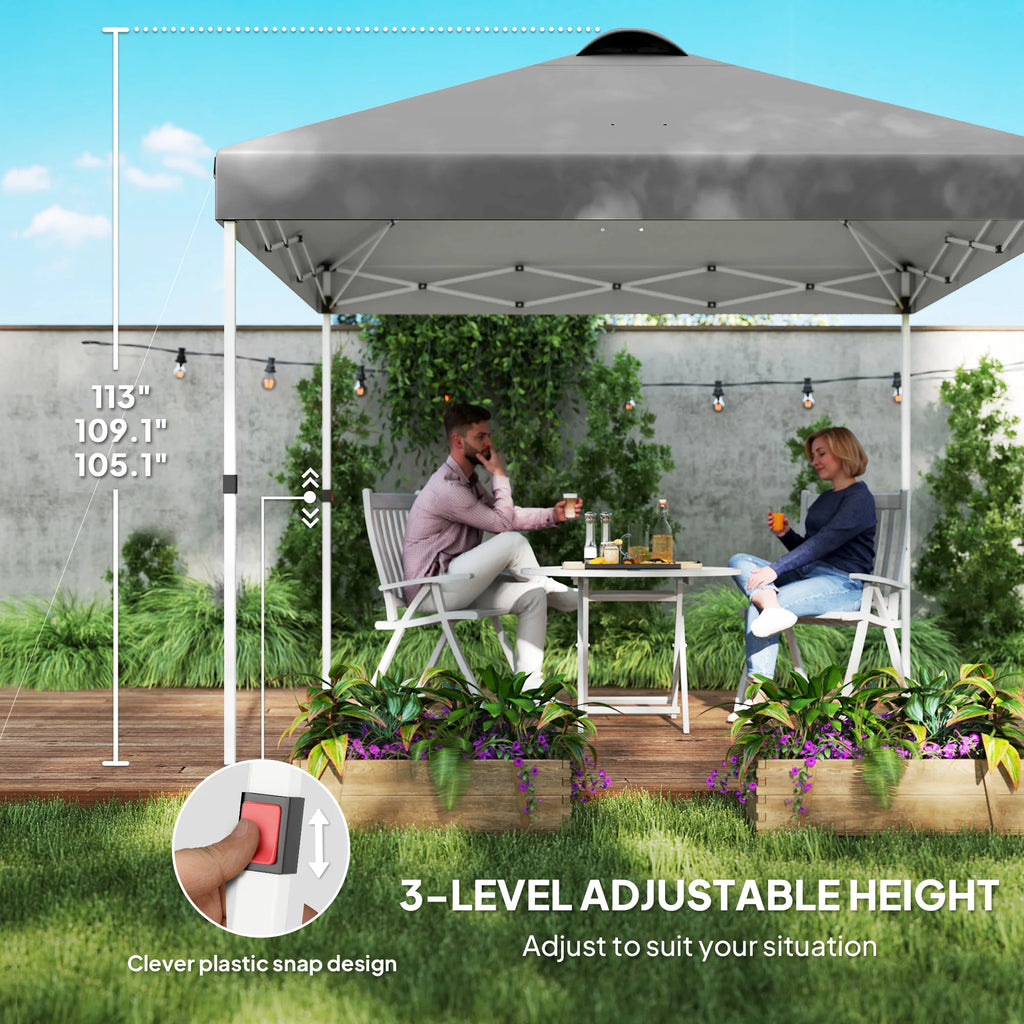 Tenda Pop-up 10' X 10' com 2 Meias Paredes Laterais, Cinza Escuro