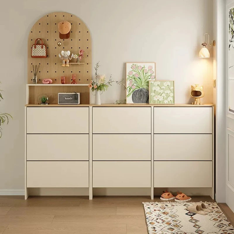 Armário Organizador de Sapatos Fino e Fechado, Branco, de Madeira, para Hall de Entrada, Móvel para Casa