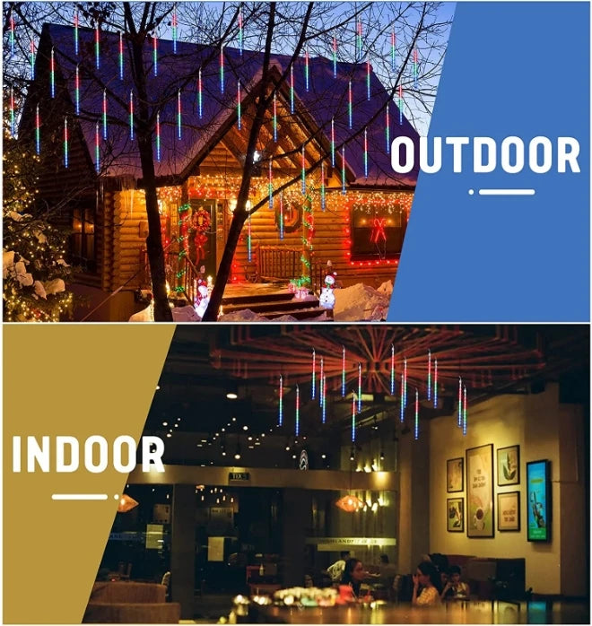 Chuveiro de meteoros de natal led luzes da corda iluminação do feriado interior/exterior decoração jardim festa decorações chuva gota caindo novo