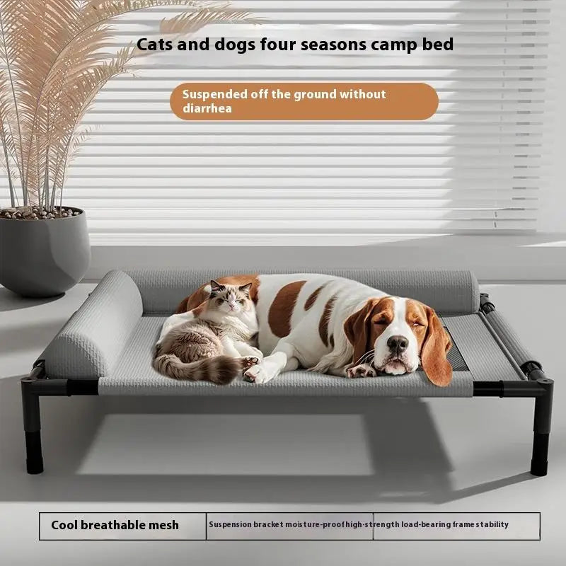 Cama elevada para animais de estimação em malha respirável com travesseiro removível e lavável, à prova de umidade, para cães e gatos de porte médio e grande, para todas as estações.
