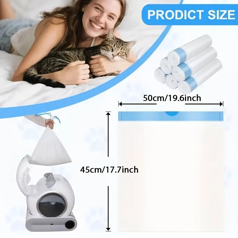 2/4/8 Rolos de Sacos para Dejetos de Animais de Estimação para Caixa de Areia Automática Tonepie, Sacos de Lixo para Dejetos de Gato, Sacos de Resíduos para Sanitário de Gato Autolimpante
