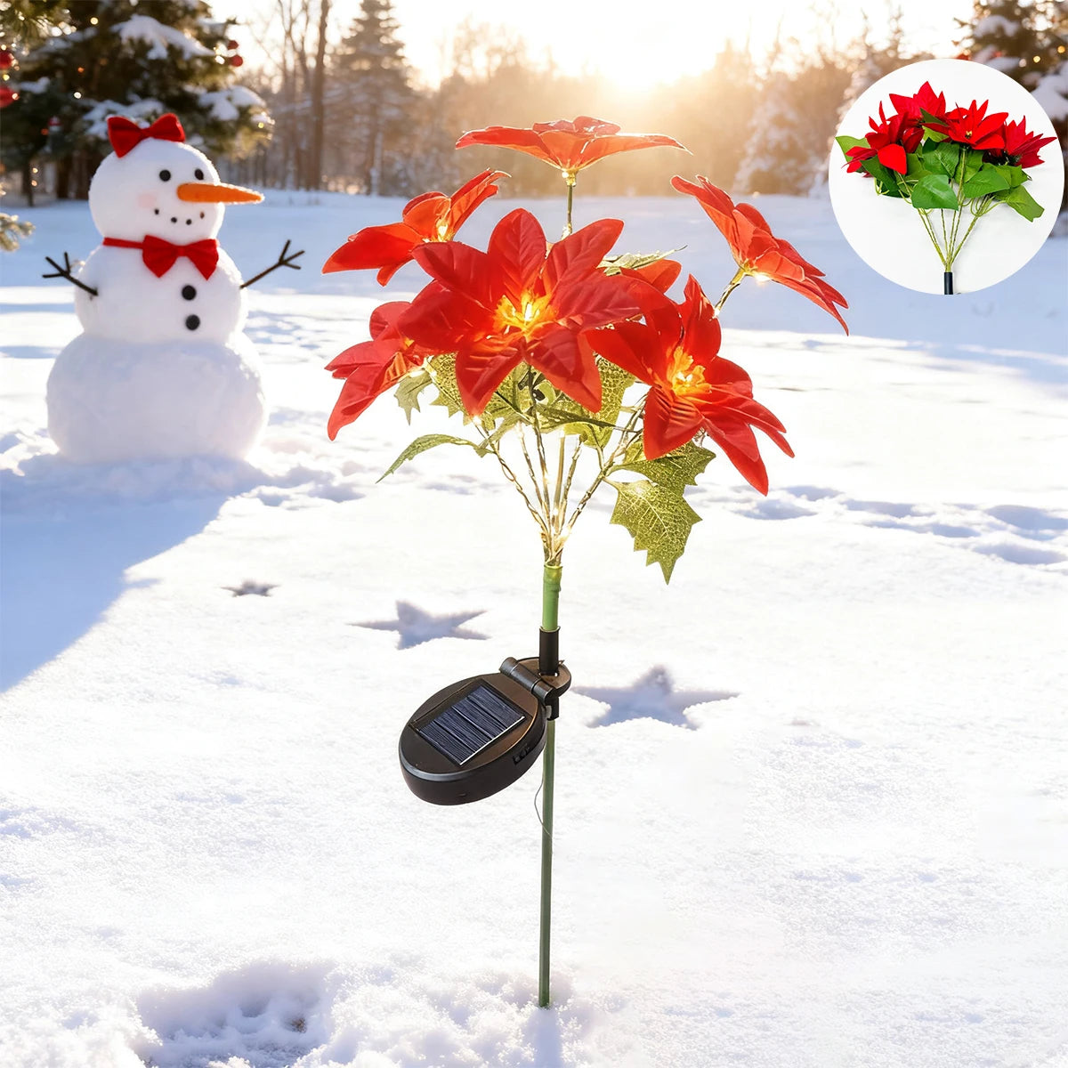 Luz de Flor Artificial de Natal LED Solar, Ideal para Decorar Jardins, Gramados e Pátios