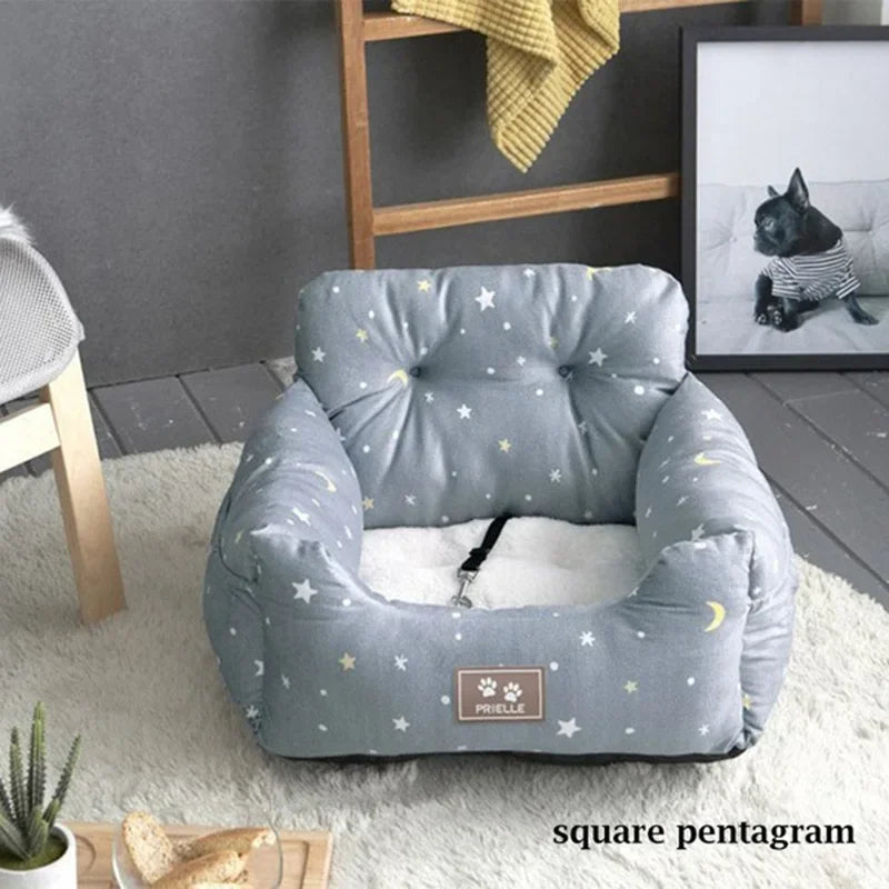 Assentos de carro para cães de viagem, céu estrelado azul, para cães pequenos e médios, capa de cama para transportar animais de estimação, produtos confortáveis e quentes para animais de estimação