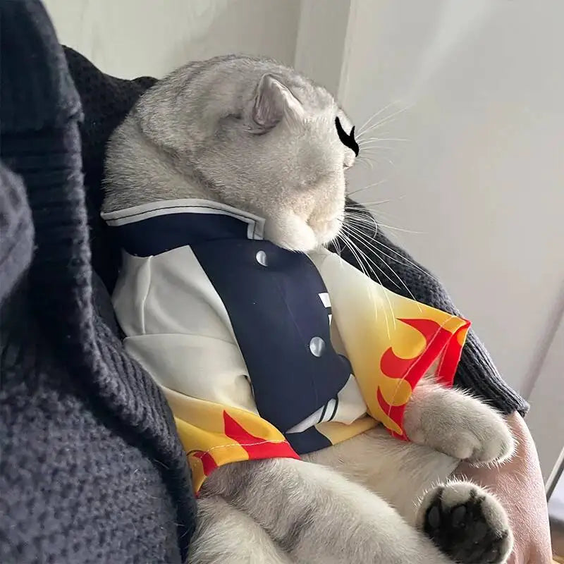 Fantasia de Halloween para Pets Rengoku Kyoujurou, Roupas para Gato e Cão da Equipe de Caça a Fantasmas