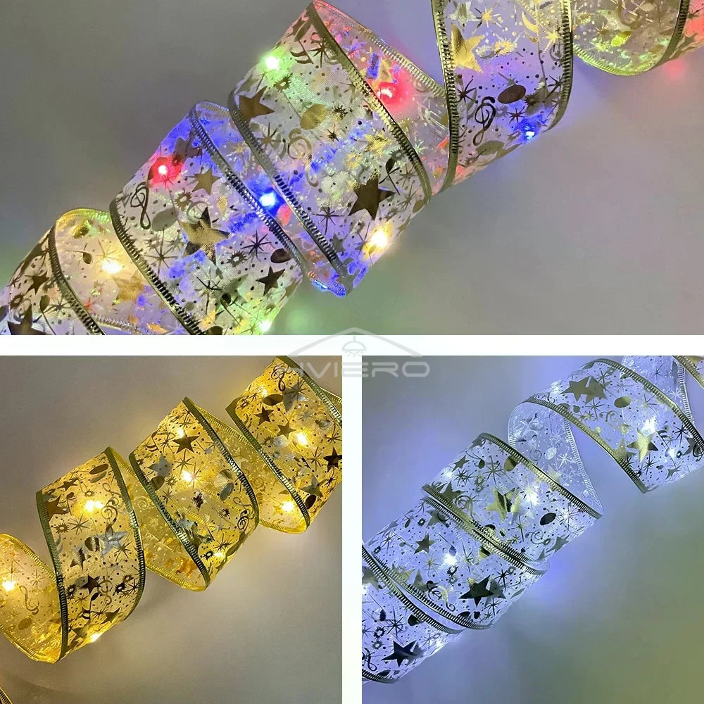 Fita fada discoteca luz árvore de natal branco quente decoração atmosfera ouro ano novo para festa buquê diy arco corda lâmpada