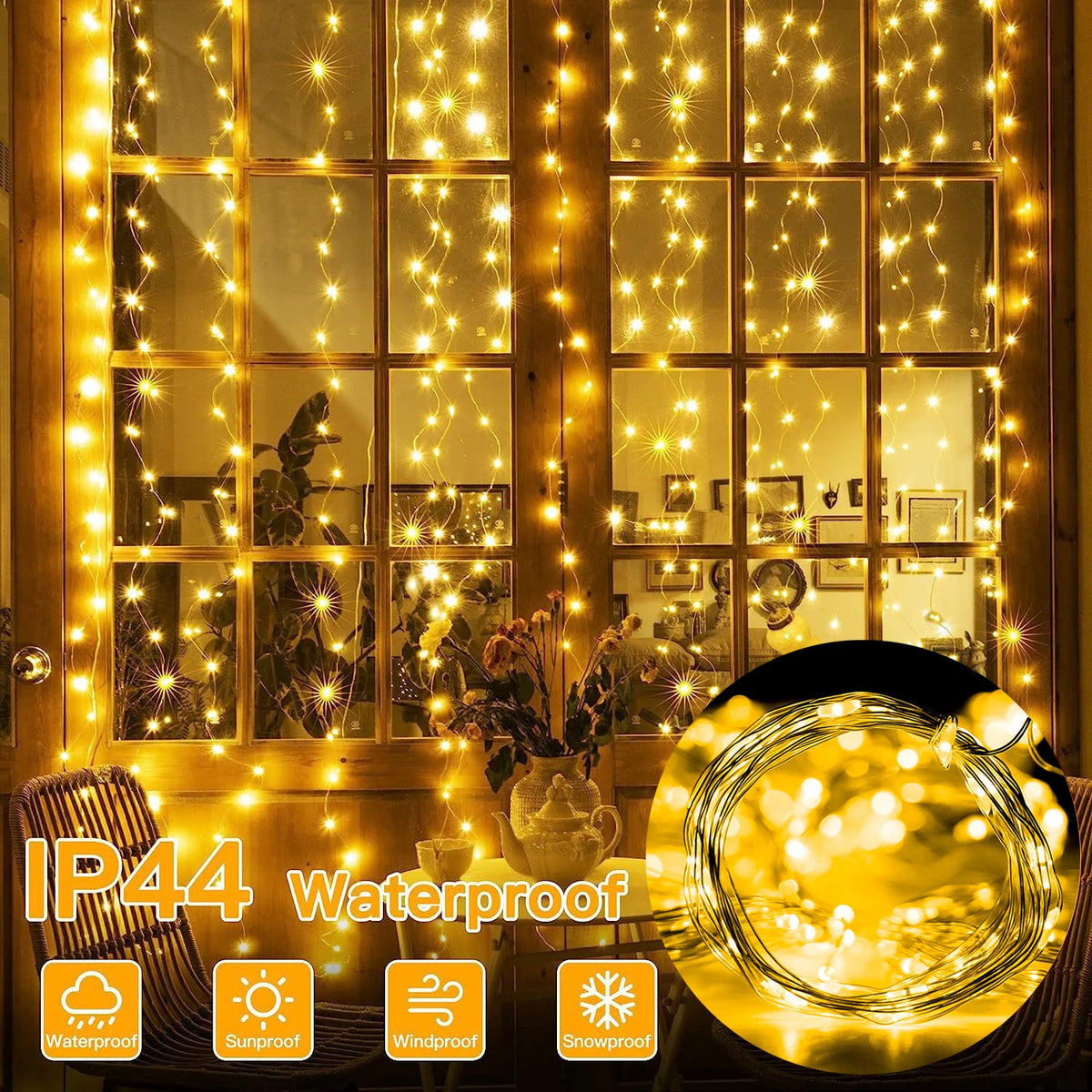 Luzes de natal led luzes de cortina de fadas 8 modo remoto usb festão decoração de natal para casa férias lâmpada de ano novo
