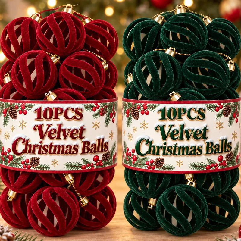 Bolas de Natal de veludo, 6 cm, vermelhas e verdes, com acabamento aveludado, enfeites para árvore de Natal.