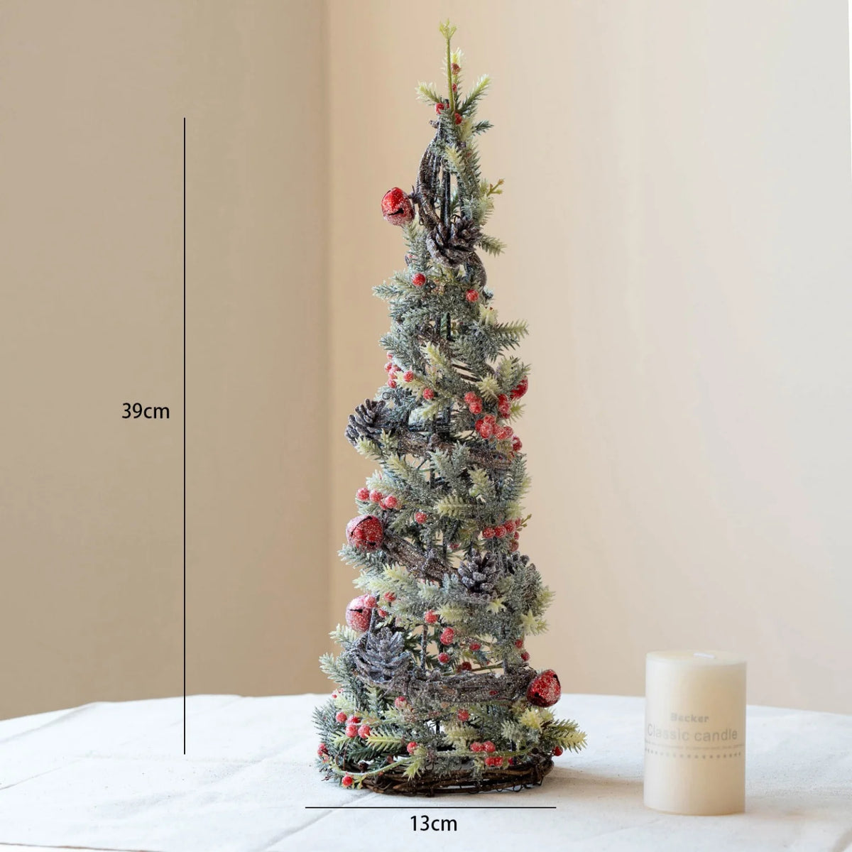 Árvore de Natal artificial de 40 cm, pequena, decorativa, ideal para festas em casa, como centro de mesa, enfeite para secretária, presente e decoração para lareira.