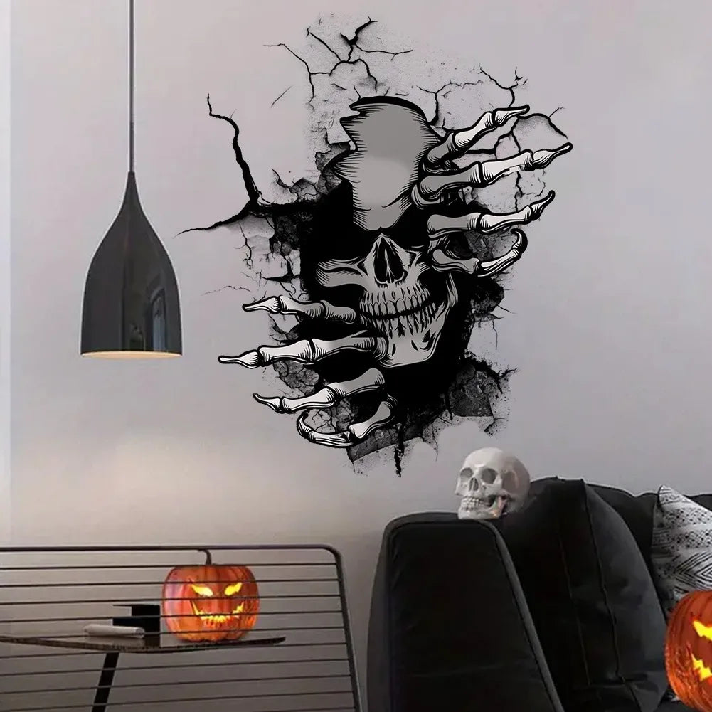 Adesivos de parede de esqueleto de Halloween, decoração divertida de casa para sala de estar e quarto