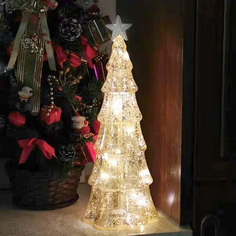 Árvore de natal luz noturna de vidro para casa natal romântico feriado atmosfera arbol de navidad ornamentos led decoração luminosa - Kasa & Pet