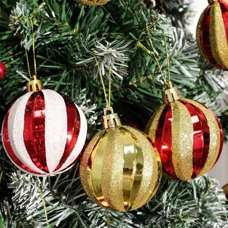 Bolas de Glitter de Natal 24/6x, Enfeites para Árvore de Natal, Bolas Pendentes para Árvore de Natal, Presente de Ano Novo, Decoração para Festa em Casa