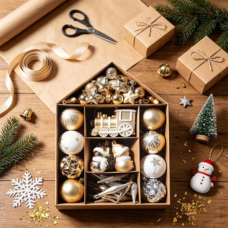 Conjunto de 70 Bolas de Natal para Decoração de Árvore de Natal, Enfeites Pendentes para Casa, Decoração de Natal 2026, Presente de Ano Novo