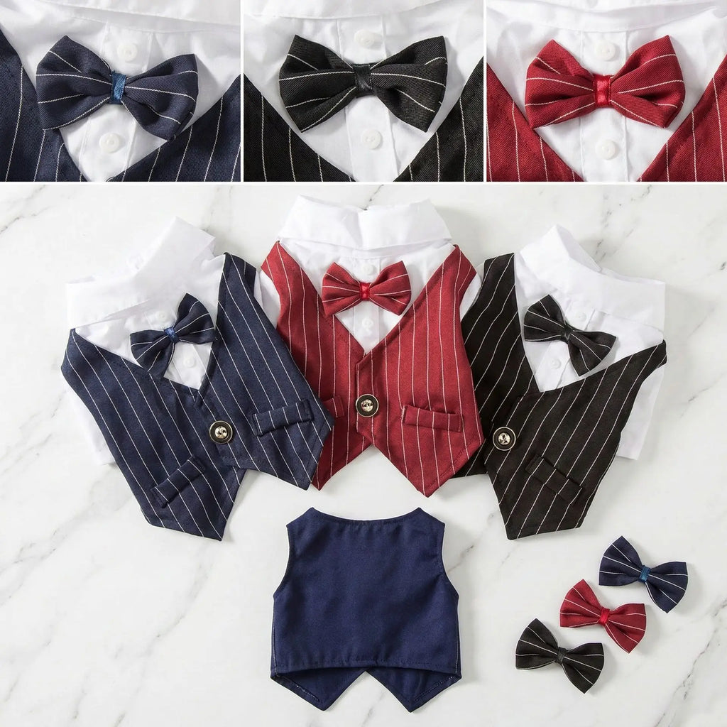 Traje de Primavera para Cães de Estimação: Camisa e Colete de Smoking para Casamento, Fantasia de Cavalheiro para Teddy, Bichon e Cães Pequenos