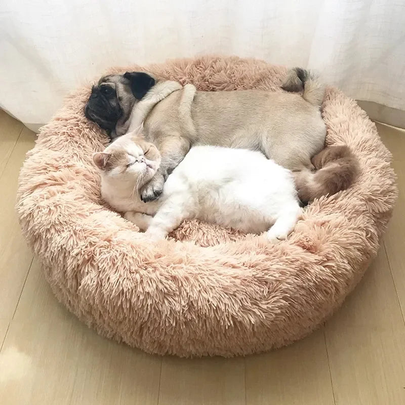 Cama redonda para animais de estimação, 40-90cm, 6 tamanhos, cama grande para cães, super macia, casa de pelúcia para cães médios, inverno, quente, dormir