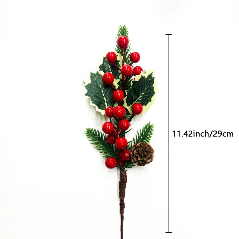 Natal vermelho berry flor artificial pinha ramo decorações da árvore de natal ornamento embalagem de presente festa em casa diy grinalda