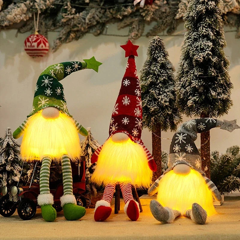 Boneco Gnomo Luminoso de Natal 2026 Sem Rosto Decoração de Casa Feliz Natal Presente de Natal para o Ano Novo