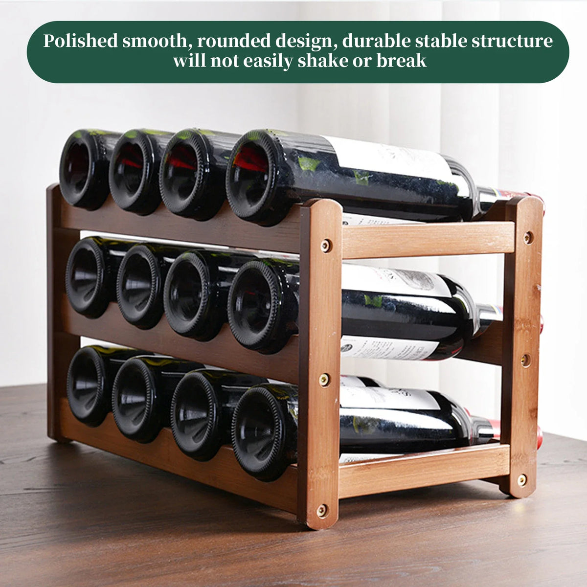 Rack de vinho de madeira, suporte de armário de exibição de garrafa de vinho, prateleira, vitrines de vinho, bancada, rack de armazenamento de vinho, adega, acessórios de bar